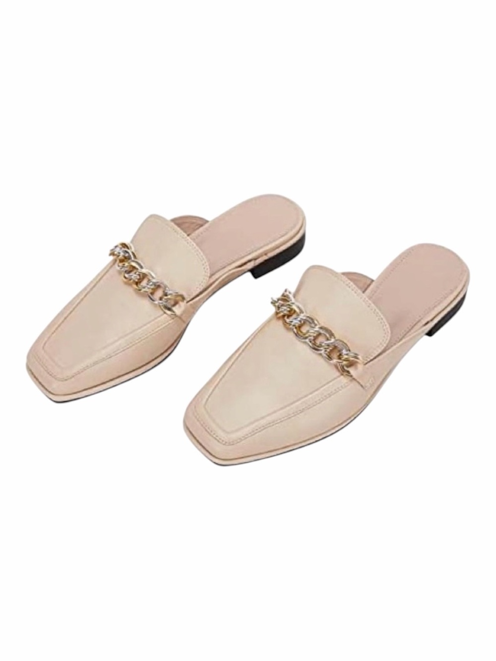 Women’s flats slides with two toned chain accent